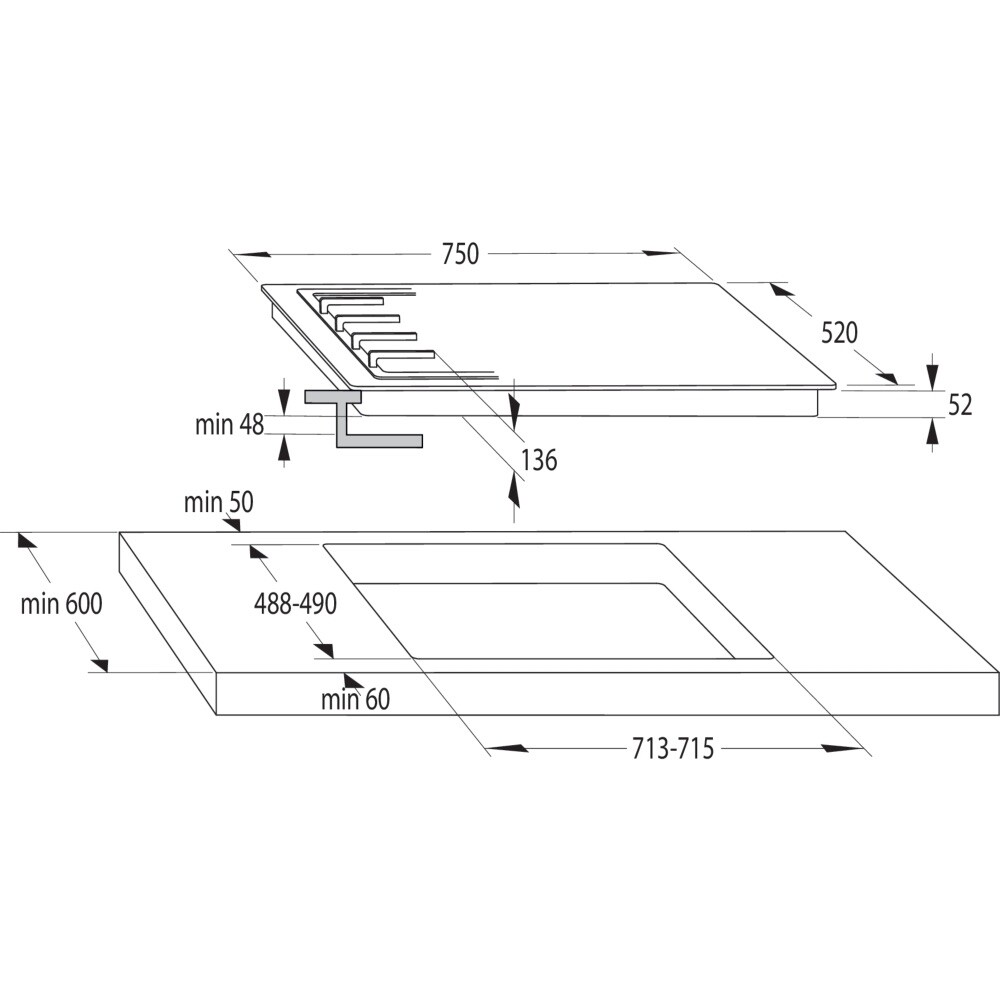 Hisense 75cm 5 burner Gas on Glass hob Black GG773B 3838782570001 eBay