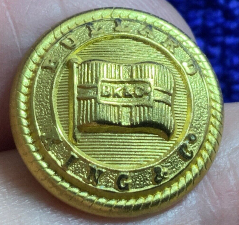 BULLARD, KING & Co.  STEAMSHIP  LINE ~ LONDON TO NATAL 19mm COAT BUTTON 1900 NOS