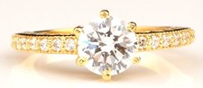 Round Shape D/VVS1 2.20Ct Solitaire Women's Anniversary Ring In 14KT Yellow Gold