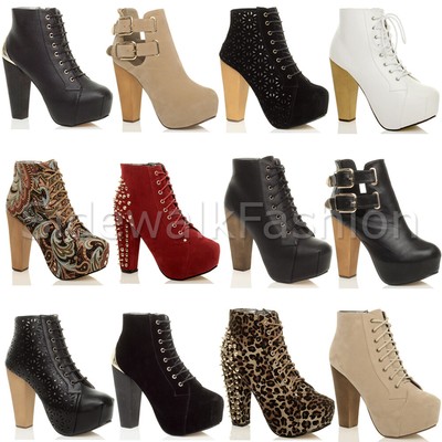 Womens ladies wooden block high heel 