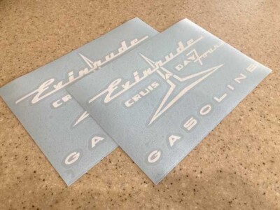 Evinrude Crus-A-Day Vintage 4 Gal Tank Decal 2-PAK FREE SHIP + Free Fish Decal!