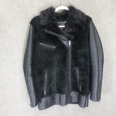 Topshop Black Faux Shearling Biker Jacket Topshop Jacket Womens