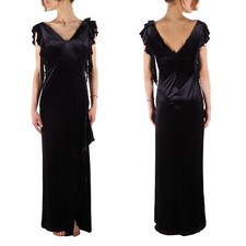 Gianni Versace Couture Women's Vintage Velour Black Maxi Dress Size IT 38