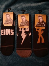 Elvis Presley, The King of Roll Black Unisex Socks with Graphics, 3 Pairs!!!