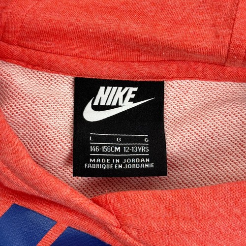 Nike Air Cropped Hoodie Pullover French Terry Spellout Orange Girls Large L - Picture 5 of 10