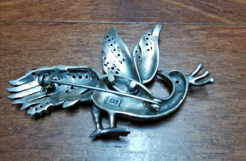 Marcasite Sterling Silver Peacock Brooch - Bild 4 von 5