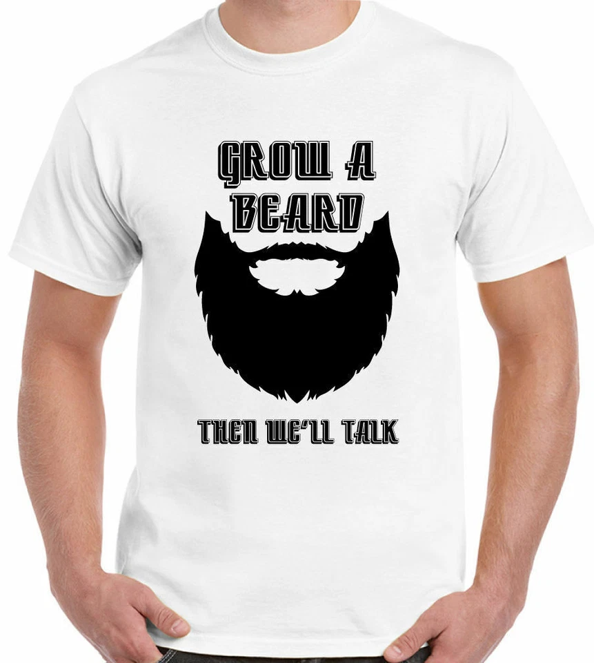 Bart T-Shirt Wachsen A Dann We'Ll Talk - Herren Lustige Hipster Dad Bärte - Bild 1 von 1
