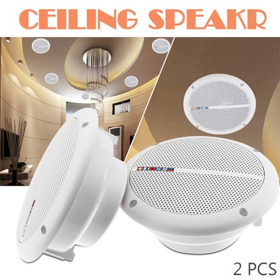 7 Round 2 Way Ceiling Pair Speakers Waterproof 70w Outdoor