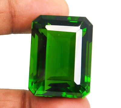 Natural 126.90 Carat Green Tsavorite Garnet Emerald Cut Loose Gemstone_CERTIFIED