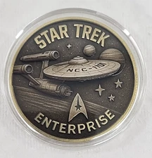 Star Trek U.S.S. Enterprise NCC-1701 Coin Medallion Enclosed Case TOS