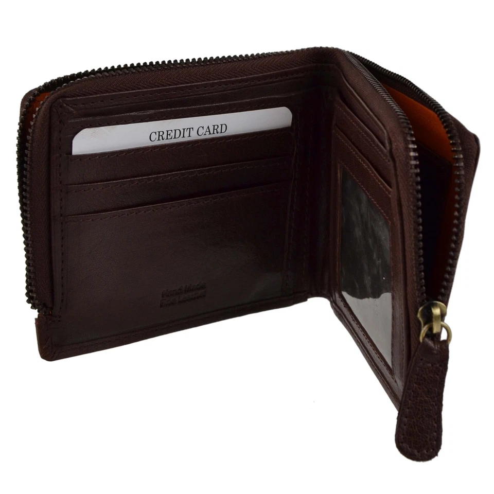 Carteira Masculina Vintage Couro de Búfalo Bi-Fold por Rowallan Troca com Zíper Veg Tan - Imagem 4 de 4