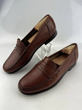 Santoni Mens Shoes Brown Soft Leather Addison Penny Loafers Italy US 9 D