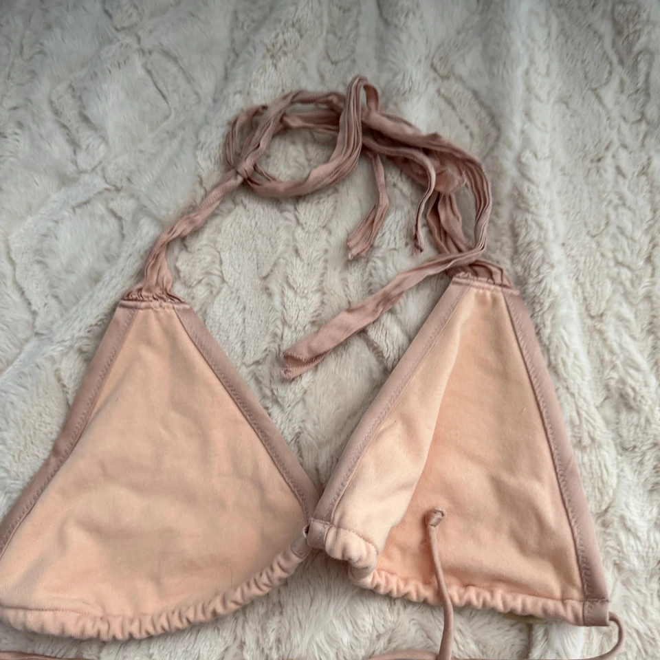 Victoria's Secret винтажный M персиковый розовый треугольник бикини комплект галстук стороны купальник - Изображение 2 из 4