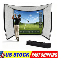 Heavy Duty Golf Net Cage 10x8ft Range Cage w/ Blank Simulator Screen Hitting Net