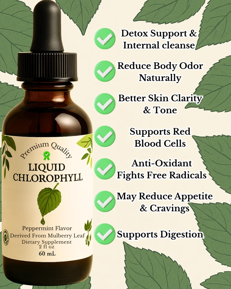 Paquete de 2 gotas líquidas de clorofila - 120 días - desintoxicación y limpieza natural - veganas Foto 4 de 4