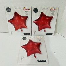 Lot Of 3 Brava Star Balloon Standard 18 Inch Red