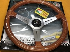 365mm Adr10 Ok Flat Timber Rim Satin Spoke Classic Sports Steering Wheel