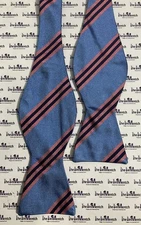 Brooks Brothers Blue With Pink Stripes Design Self Tie Bow Tie(New-Minor Flaws)