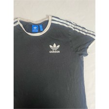 Adidas Black Tee with White Trefoil and Stripes