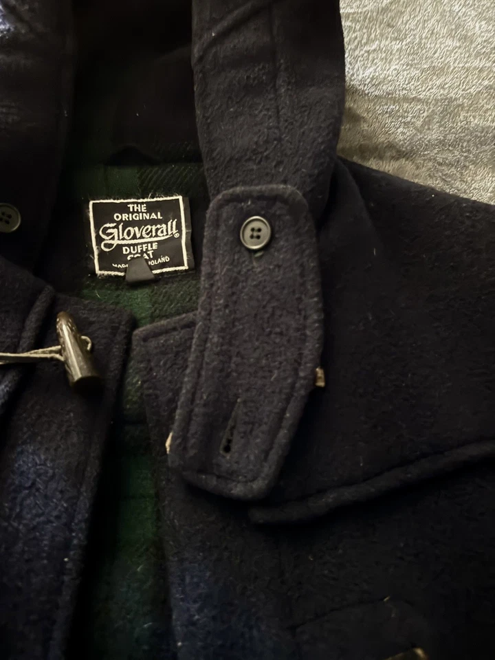Abrigo de Lona Glovrall Original Talla 42-L Hecho en Inglaterra. Forro a cuadros azul marino/verde Foto 4 de 4