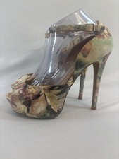 Betsey Johnson Angel Floral Platform Peep-Toe Heels Size 9M Ankle Strap