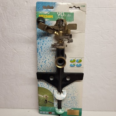 Nelson 90 1726 Large Area Brass Impact Sprinkler W/METAL SPIKE New!