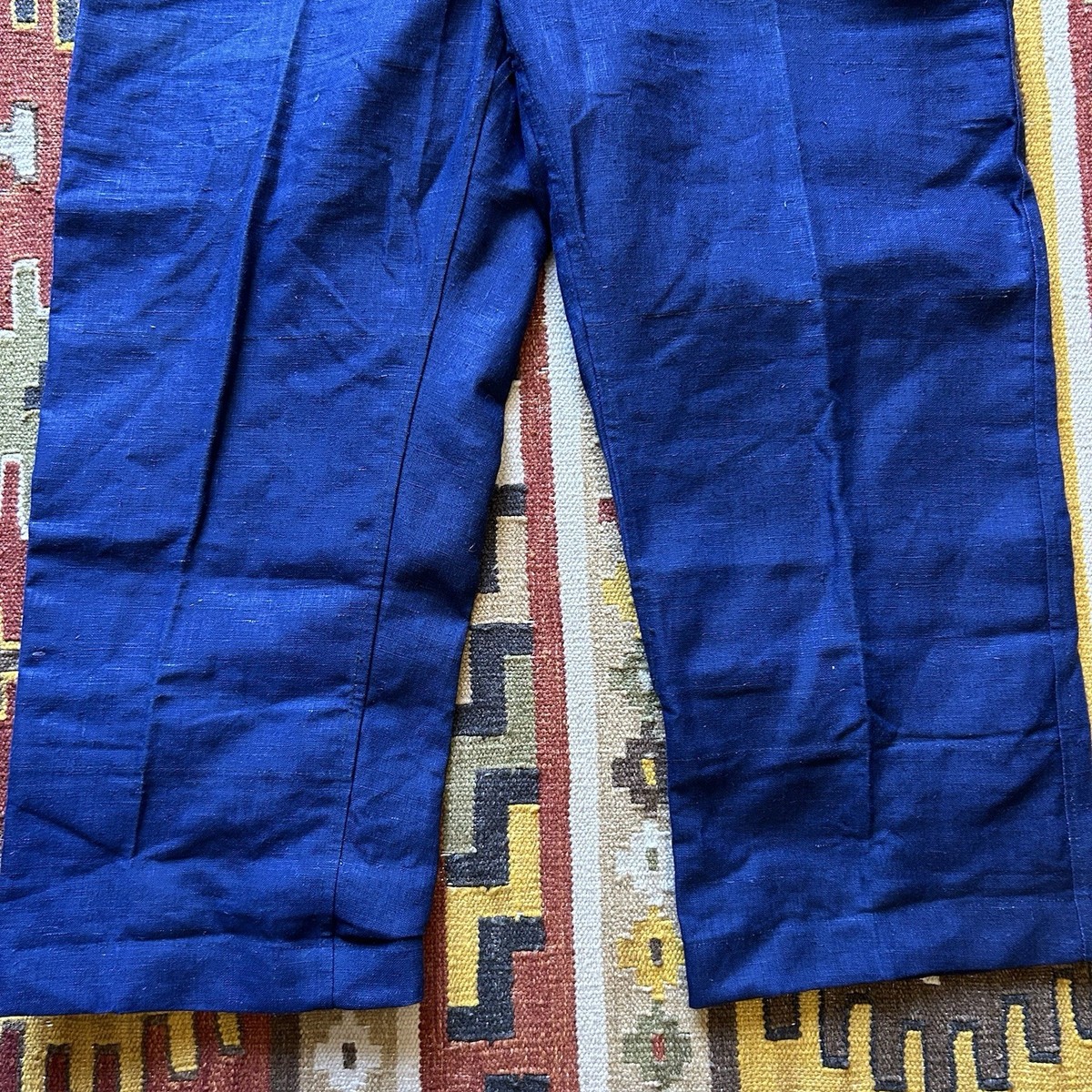 40s〜French vintage indigo linen pants