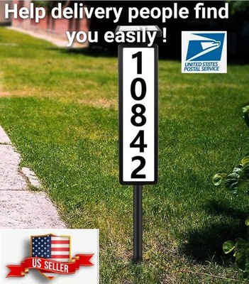 House Numbers Solar Powered LED Address Sign Light On Stick for Best Visibility!