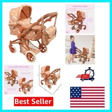 Stylish 2-in-1 Baby Doll Stroller with Retractable Canopy & Storage Basket