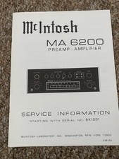 Vintage Mcintosh MA6200 Integrated Amplifier Service Manual Information Original