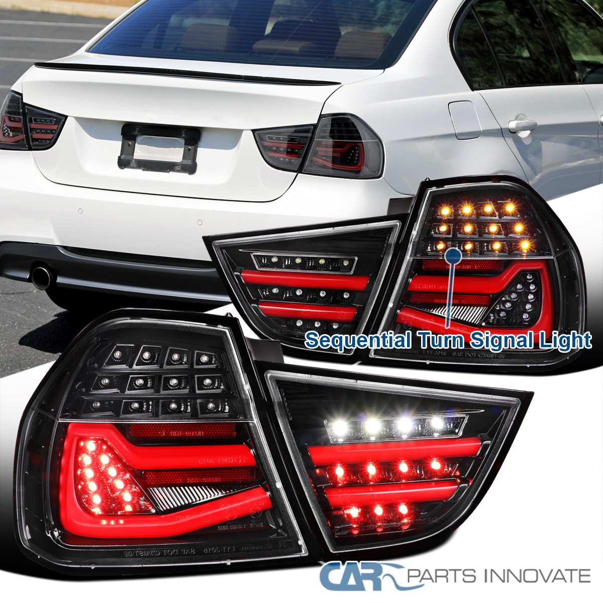 Pearl Black Fit 2009-2011 BMW E90 3-Series Sedan LED Tail Lights