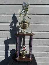 Vintage 32” Hockey Trophy From 2004 Season-Metal 7 1/2” Hockey Player Topper