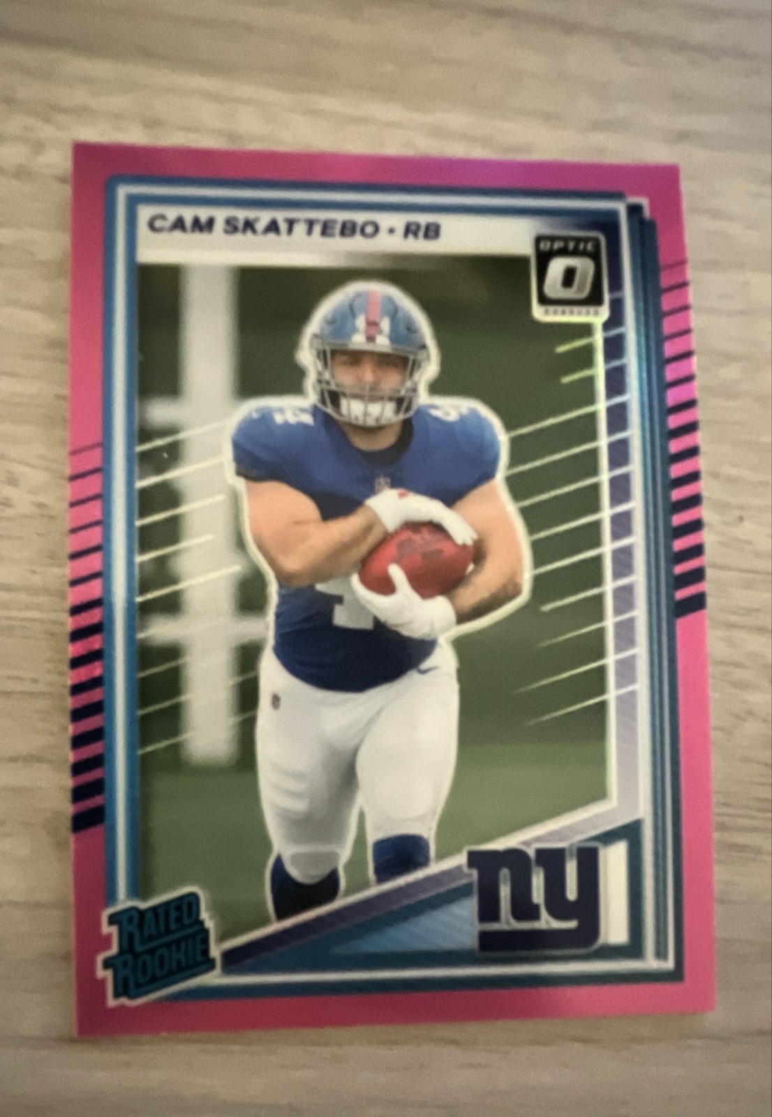 2025 Panini Donruss - Rated Rookie Cam Skattebo #302 Optic Preview Pink Prizm
