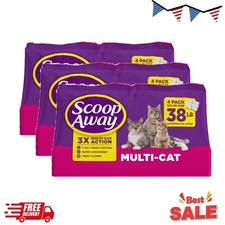  3 pack Scoop Away Multi Cat Litter With Meadow Fresh Scent, 38 lb. Box
