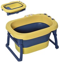 Foldable Baby Bathtub Newborns Infants Toddlers Stool Non-Slip Portable Yellow