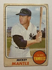 1968 Topps #280 Mickey Mantle card (low grade)