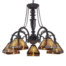 Chloe Lighting Innes Tiffany-Style 5 Light Mission Large Chandelier 27`` Wide