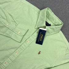 NEW Polo Ralph Lauren Shirt Mens Small Green Classic Oxford Flesh Pony Button Up
