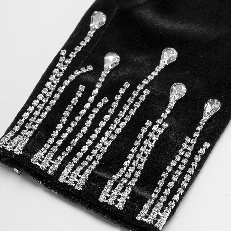 Guantes Largos de Fiesta de Ópera Años 20 Aleta Gatsby Accesorios Terciopelo Elástico Codo Glo Foto 3 de 4