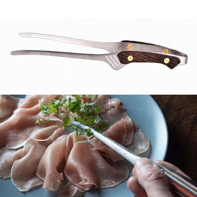 Outdoor Grillgerät Edelstahl Grillzange mit Walnussgriff