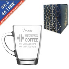 Personalised Coffee Cup, Engraved Prescription For Coffee Design
