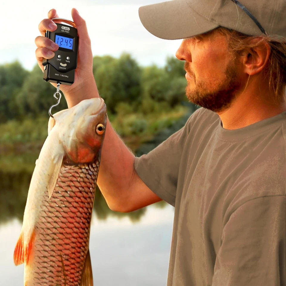 Báscula de pescado precisa de 110 lb - Ligera de mano con cinta métrica incluida Foto 4 de 4