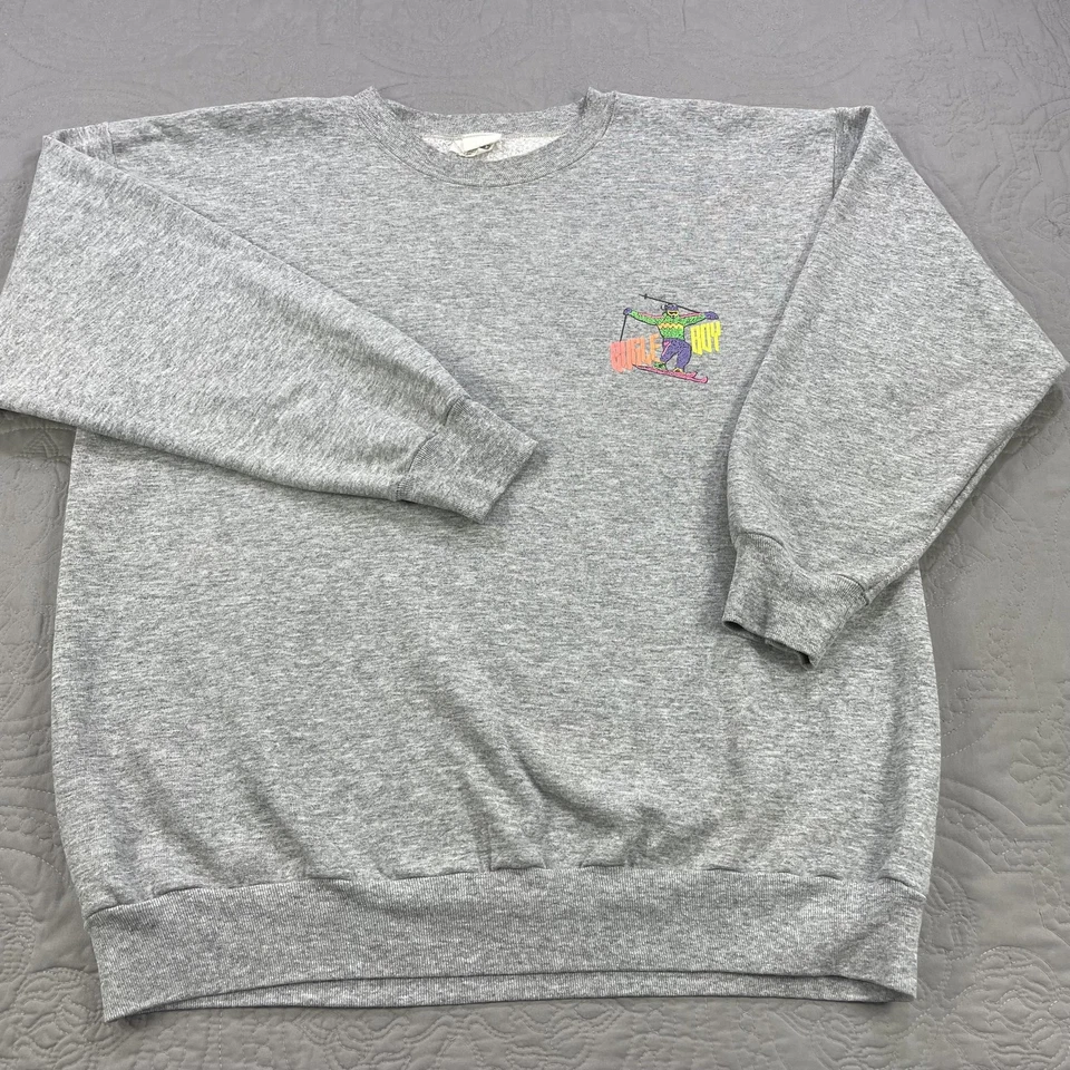 Sudadera De Colección Bugle Boy Para Hombres XL Pistas en Polvo Esquí Cuello Redondo Hecha en EE. UU. Años 90 Foto 2 de 4