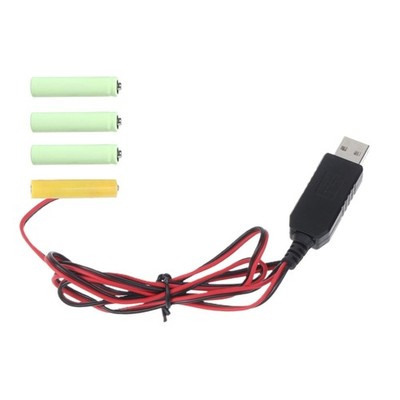 USB to 6V AAA Battery Eliminators Power Adapter Cord Replace 4pcs 1.5V AAA LR03
