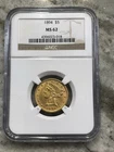 United States 1894 $5 Liberty Head Gold Half Eagle Coin NGC MS62 .2419 Oz Pre 33