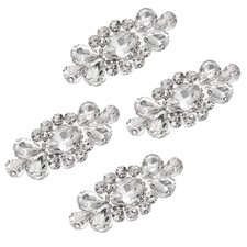 4Pcs Rhinestone Crystal Applique Iron on Patch Sewing Applique Silver White