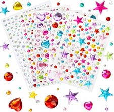 Valentines Gem Stickers Rhinestones for Crafts Scrapbook Supplies, Sparkling Cut