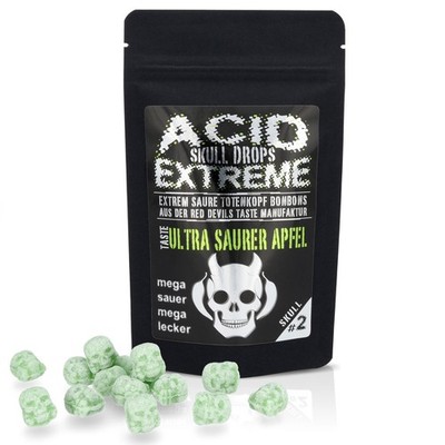 ACID SKULL DROPS   Saurer Apfel ultra sauer & fruchtig süß   75 g   Hotskala 0