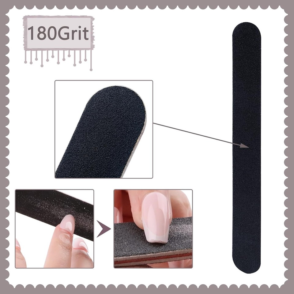 INLAQ Nagelfeile 100/180 – Doppelseitig, Waschbar, Violett, Für Naturnägel & Gelnägel, Ergonomisches Design