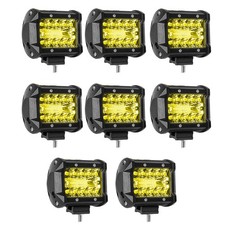 4 Inch Amber Led Light Bar Work Spot Flood Pods Offroad Driving Fog Lamp Suv Utv